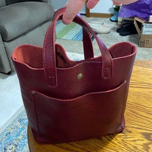 Portland Leather Goods Mini Leather Crossbody in Sangria